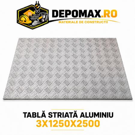 Tabla aluminiu striata 3mm , 1250x2500mm (1050A)